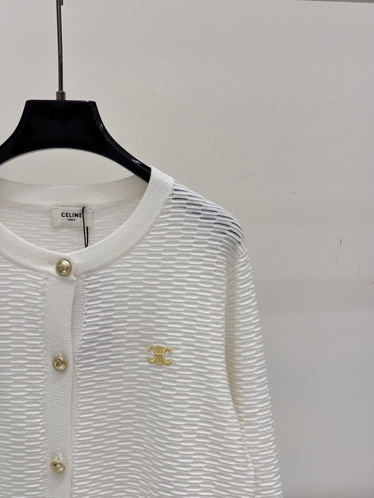 Celine 2026 Hollow-out Knit Cardigan With Metal Buttons 431811