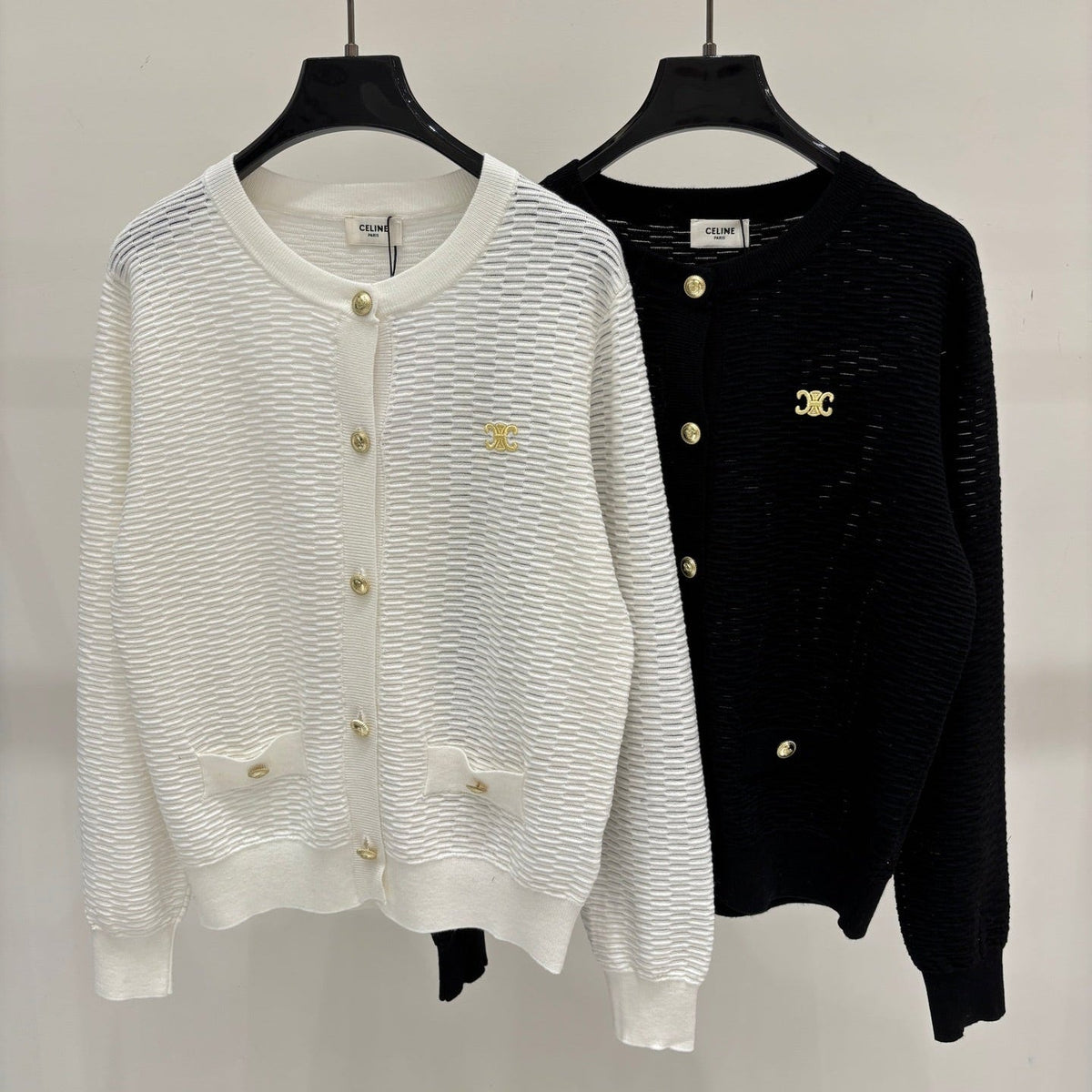 Celine 2026 Hollow-out Knit Cardigan With Metal Buttons 431811