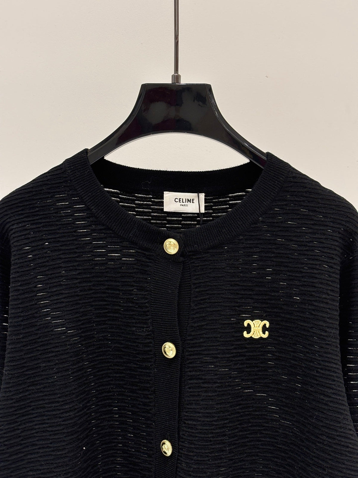 Celine 2026 Hollow-out Knit Cardigan With Metal Buttons 431811