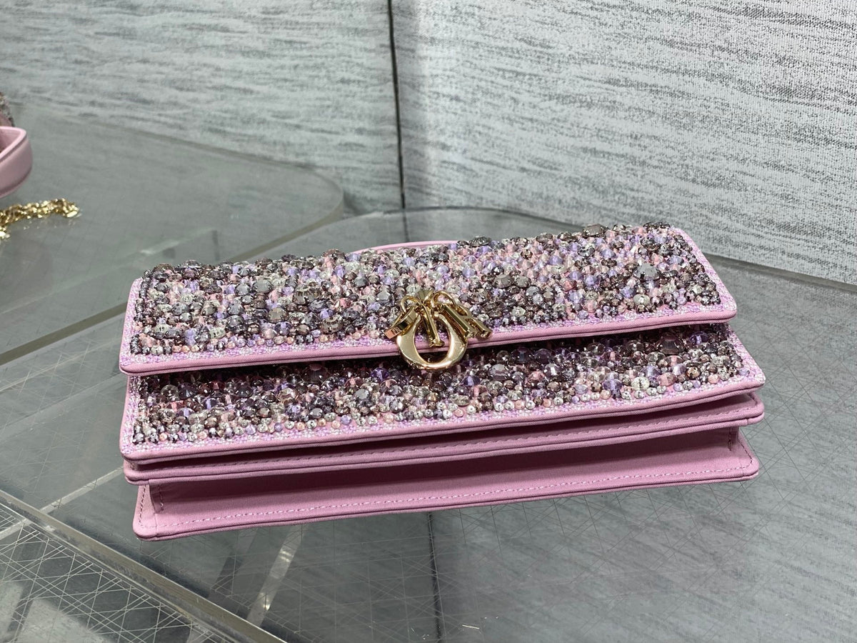 Dior 2026 Embellished With Sparkling Crystals Pink Leather
