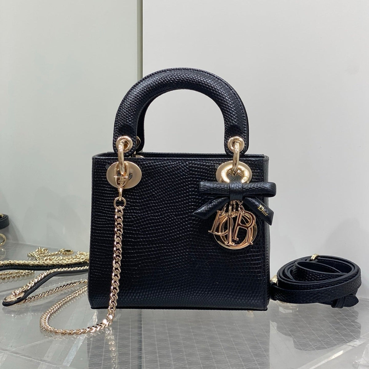 Dior 2026 Lizard Print Lady Dior Bag 17cm Leather 408667