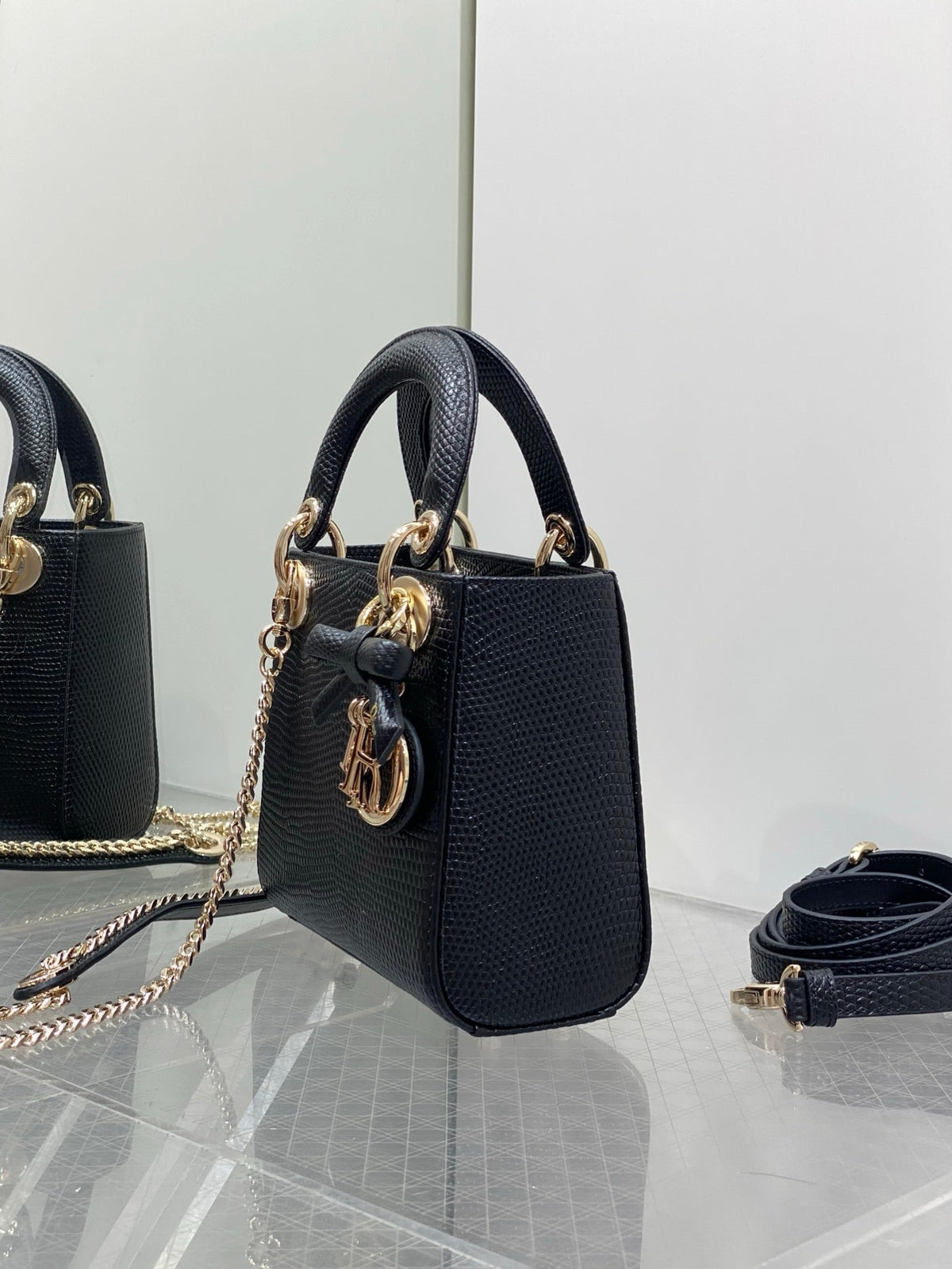 Dior 2026 Lizard Print Lady Dior Bag 17cm Leather 408667