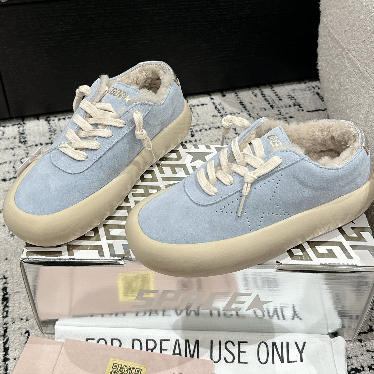 Golden Goose 2025 Space-Star Sabot Sneaker Blue Beige Suede Wool 141172