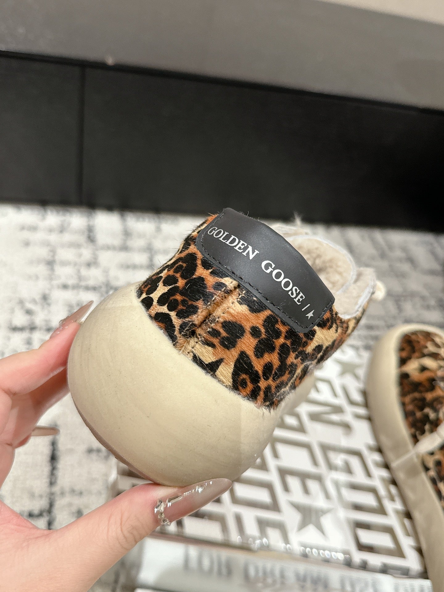 Golden Goose 2025 Space-Star Sabot Sneaker Leopard Beige Wool 141173