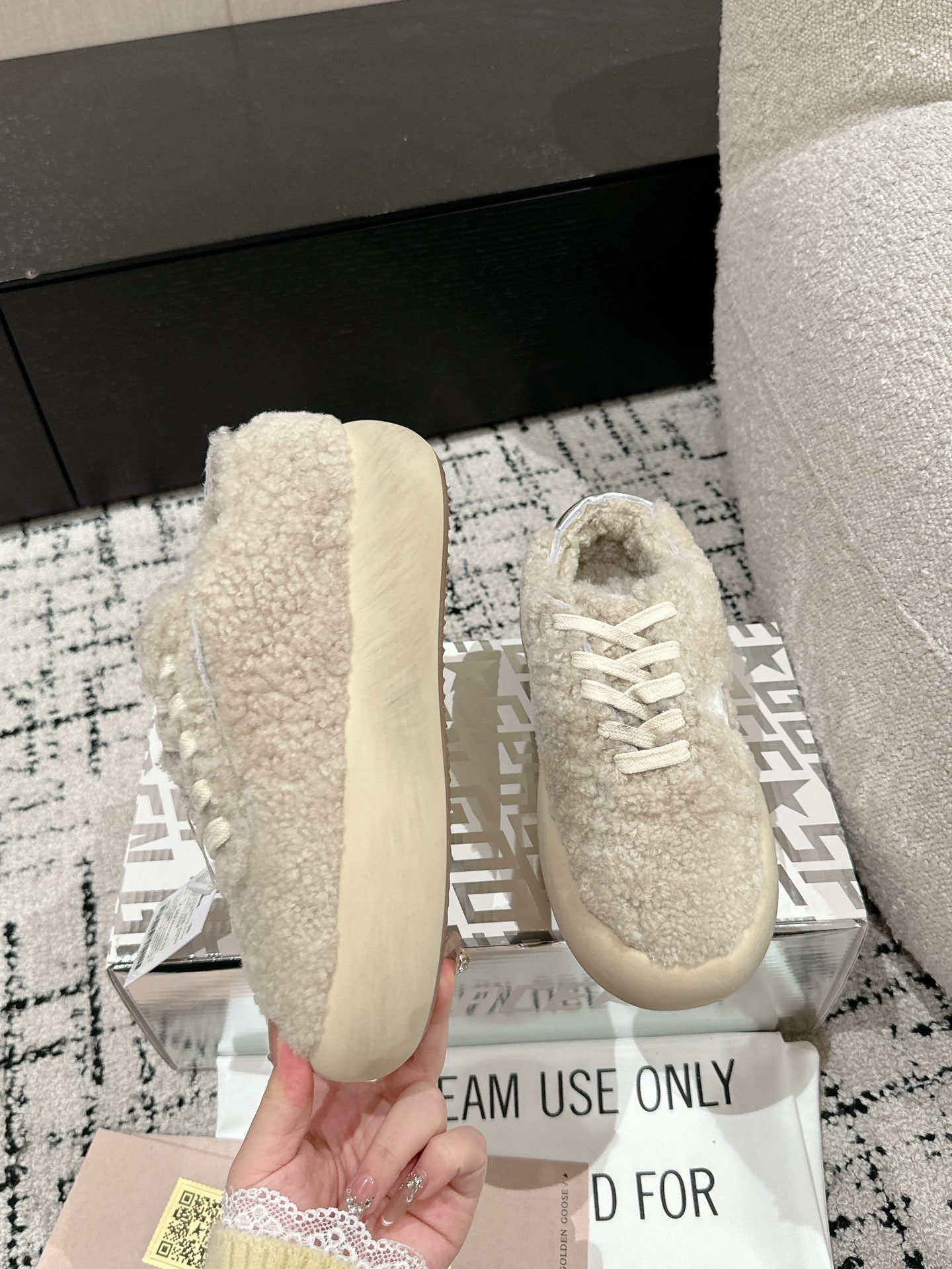 Golden Goose 2025 Space-Star Sabot Sneaker Beige White Wool 141175