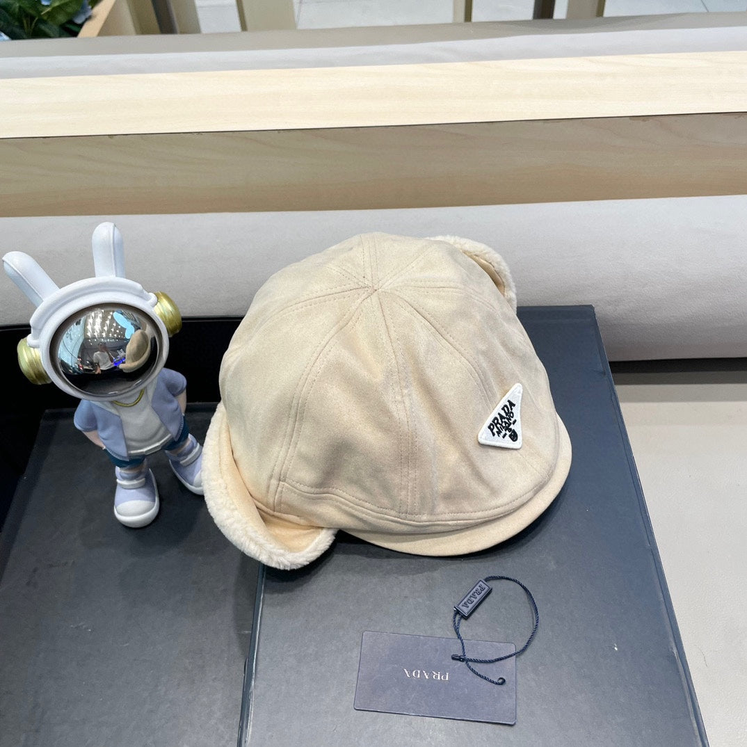 Prada Fleece Suede Trapper Hat 497694