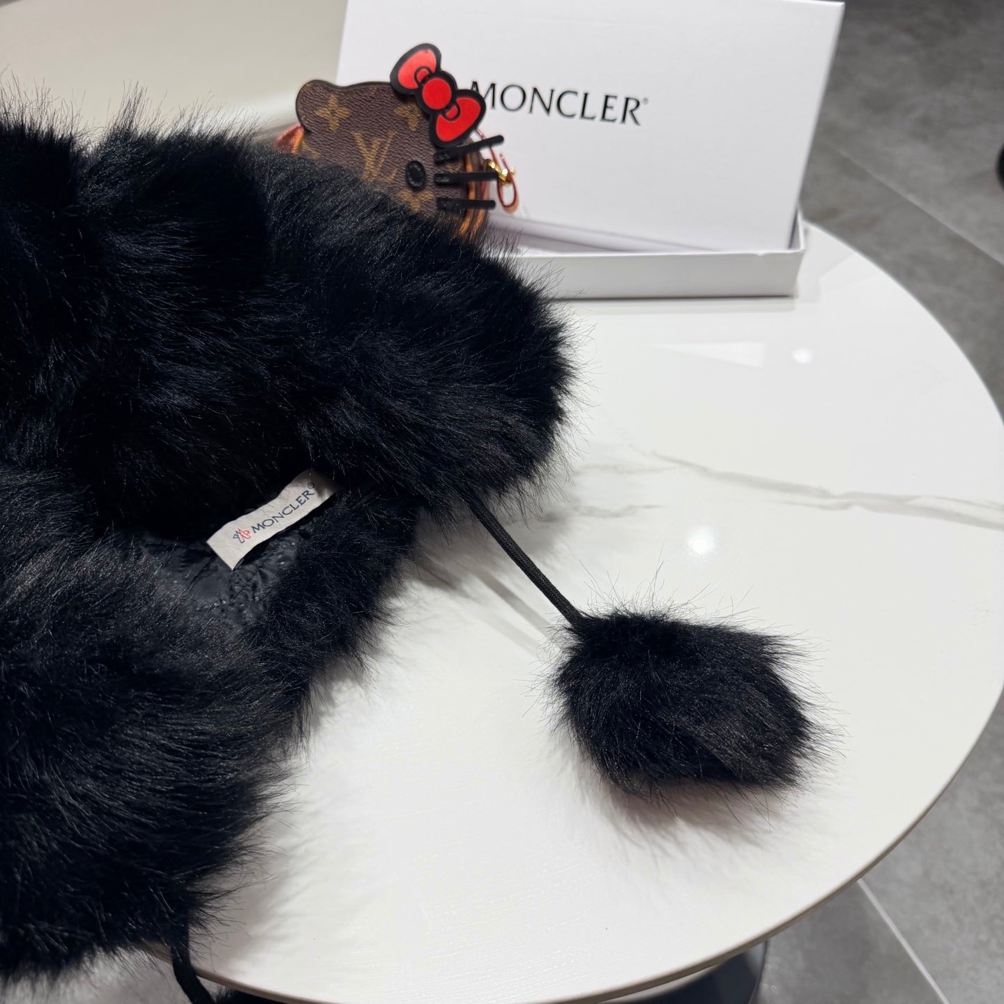 Moncler Cute Bear Ear Faux Fur Plush Hat 435201