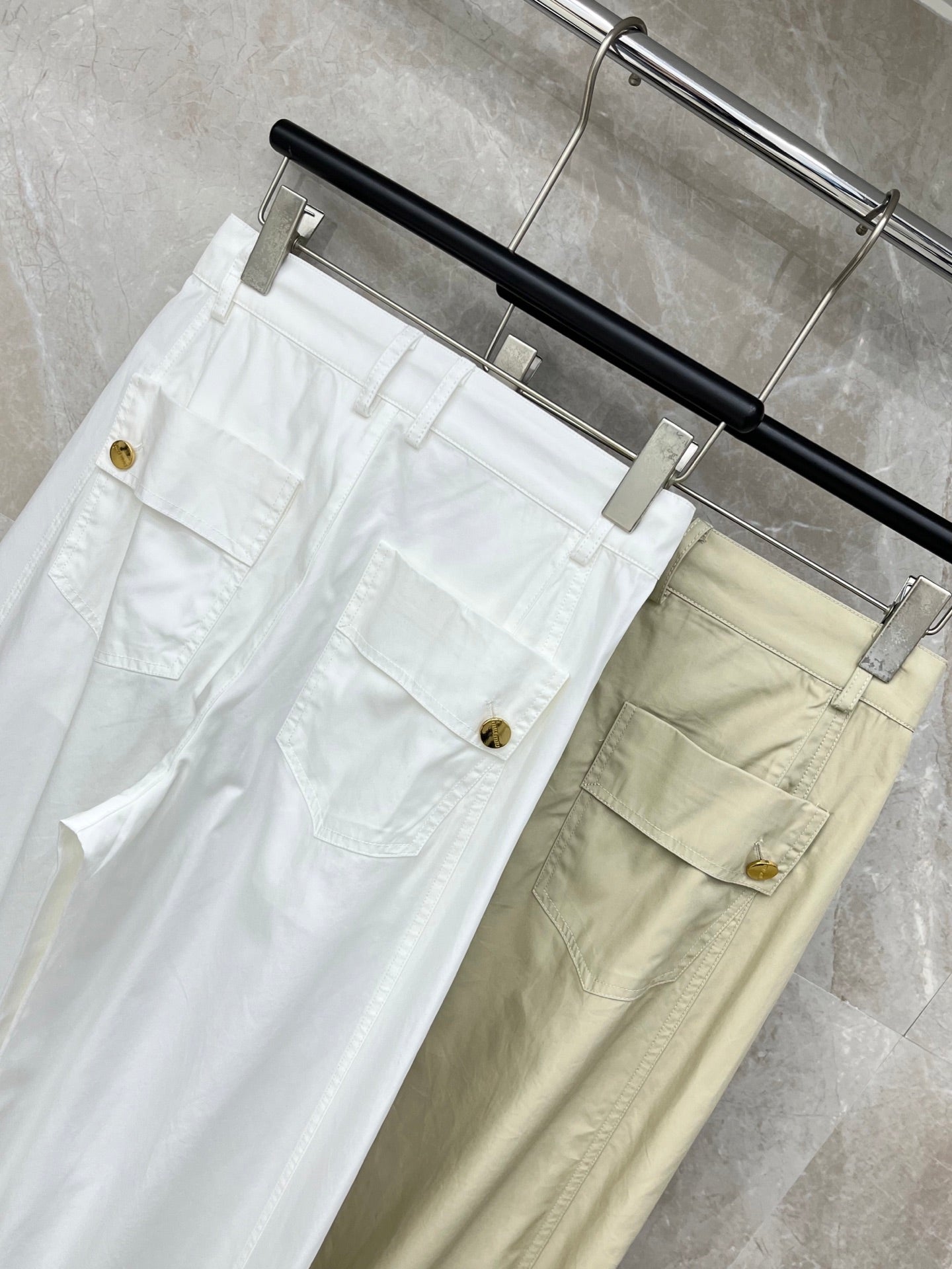 Miumiu 2026 Drawstring Pant White and Beige Nylon Fabric