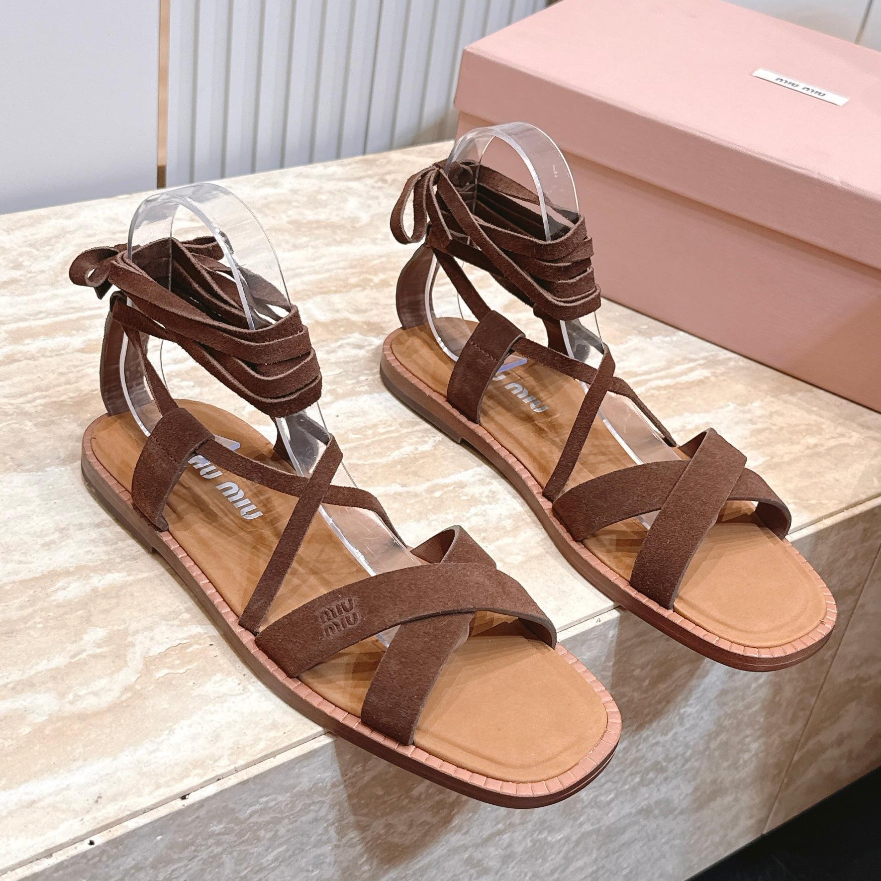 Miumiu 2026 Newest Back-Strap Sandals Suede 933387