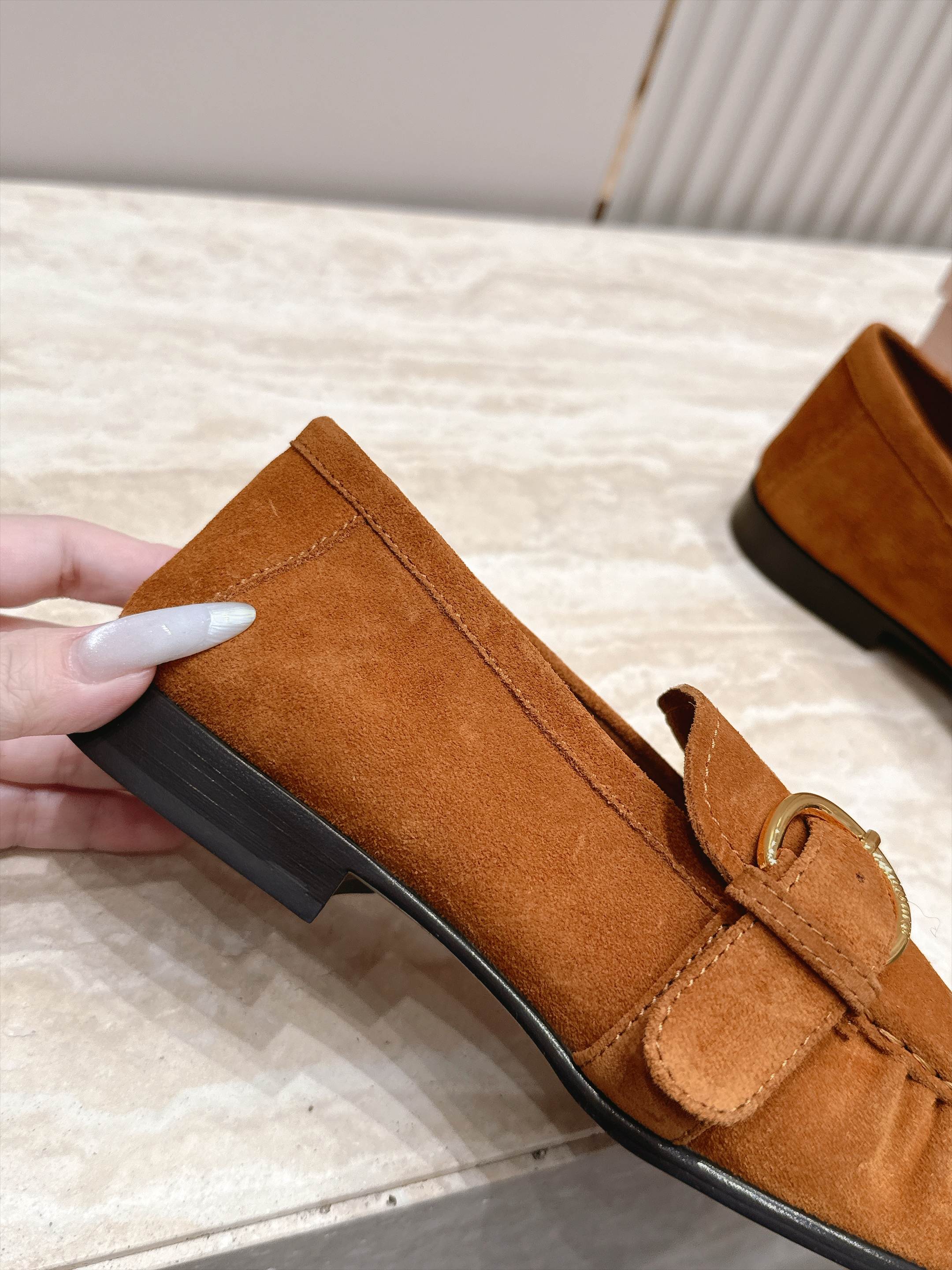 Miumiu 2026 Buckle Loafers Suede Calfskin 954313