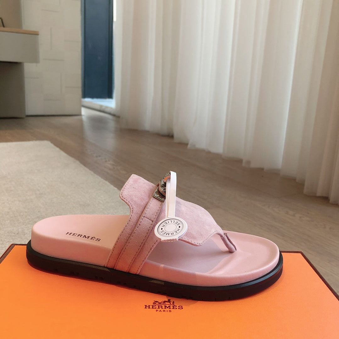 Empire Sandal Light Pink Lambskin Suede Goatskin