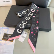 CC  Twilly Mini Scarf 120cm Black Mulberry Silk 949096