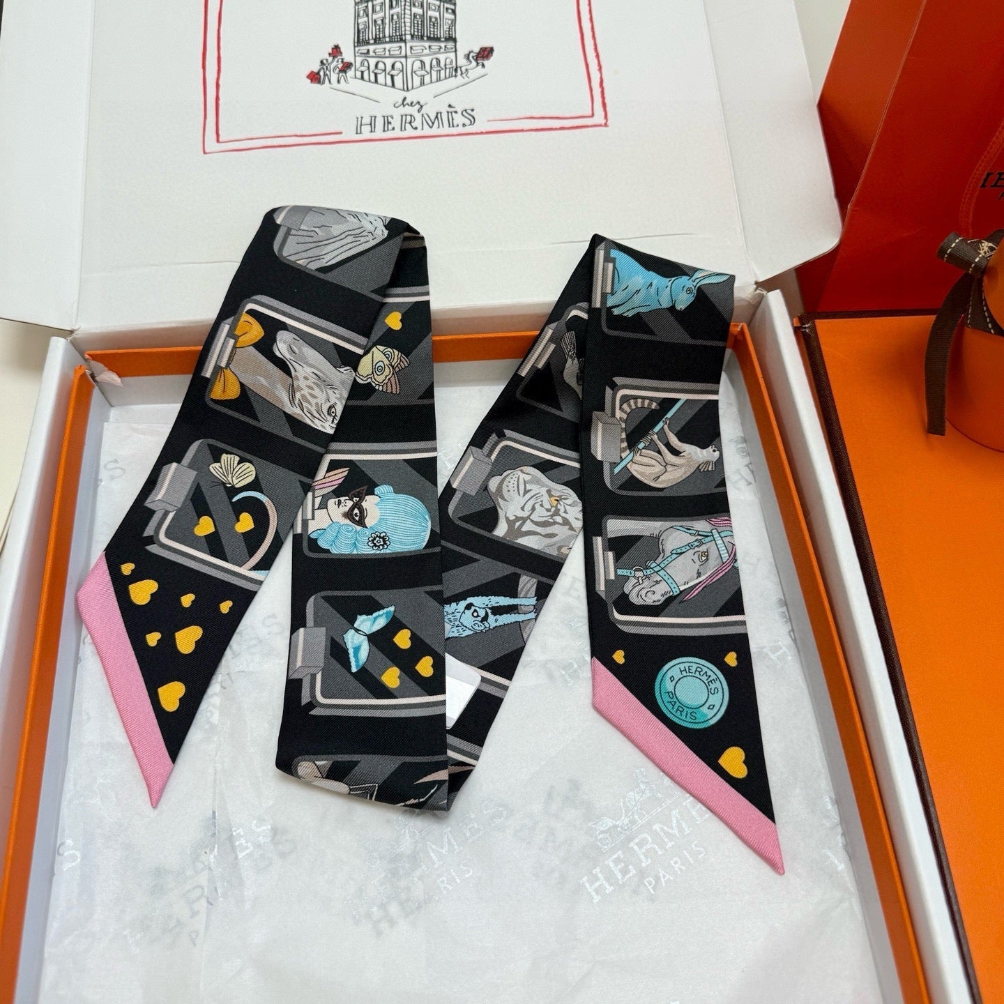 HM Twilly Mini Scarf 86CM Black Mulberry Silk 957159