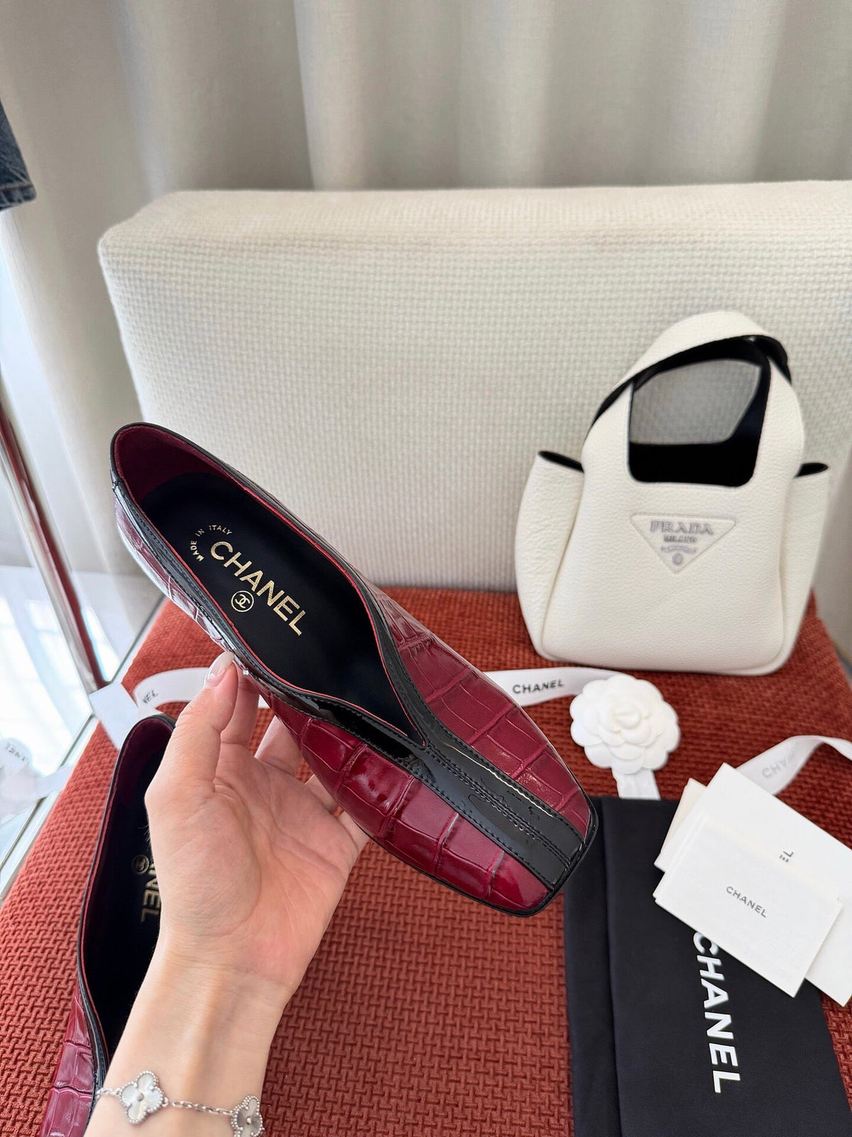 Chanel 2026 Crocodile-Embossed Pumps 95mm Patent Leather 129363