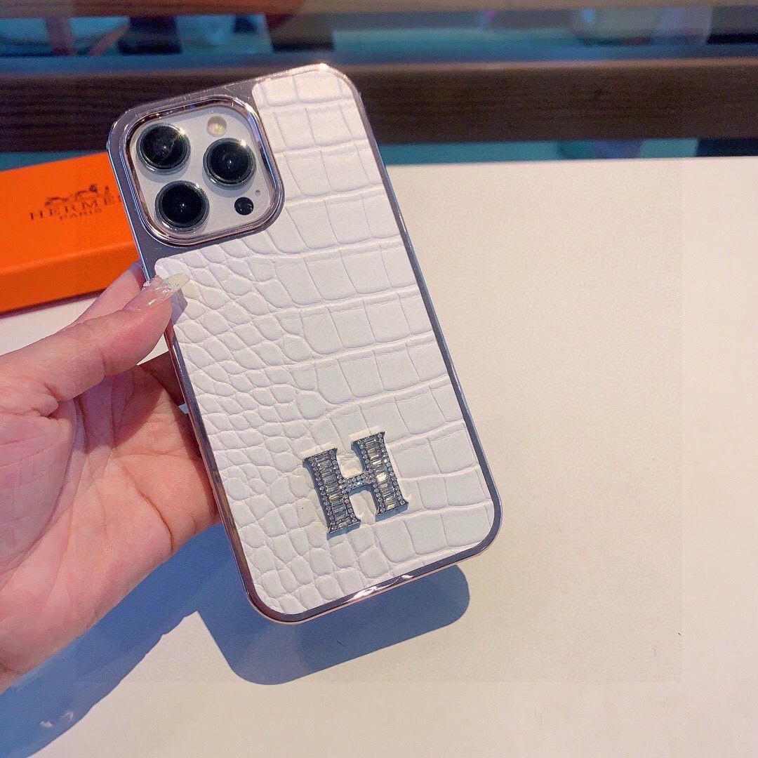 Hermes Crocodile Pattern H Phone Case 390516