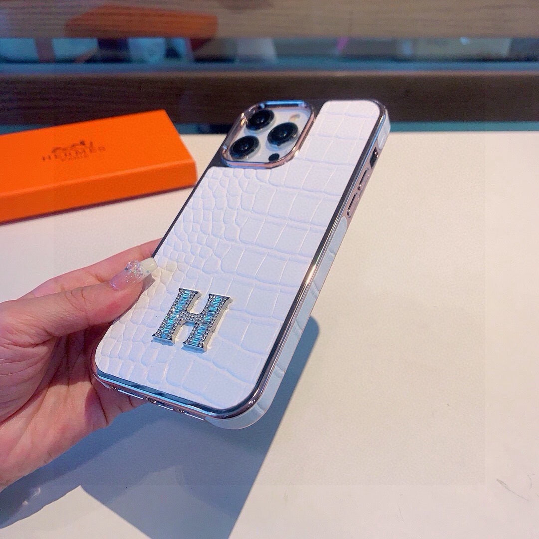 Hermes Crocodile Pattern H Phone Case 390516