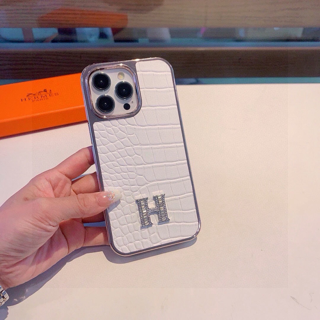 Hermes Crocodile Pattern H Phone Case 390516