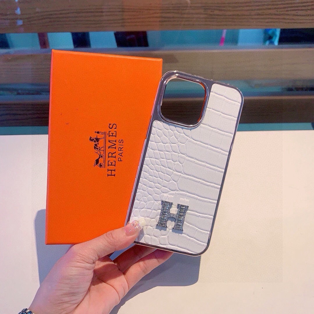 Hermes Crocodile Pattern H Phone Case 390516