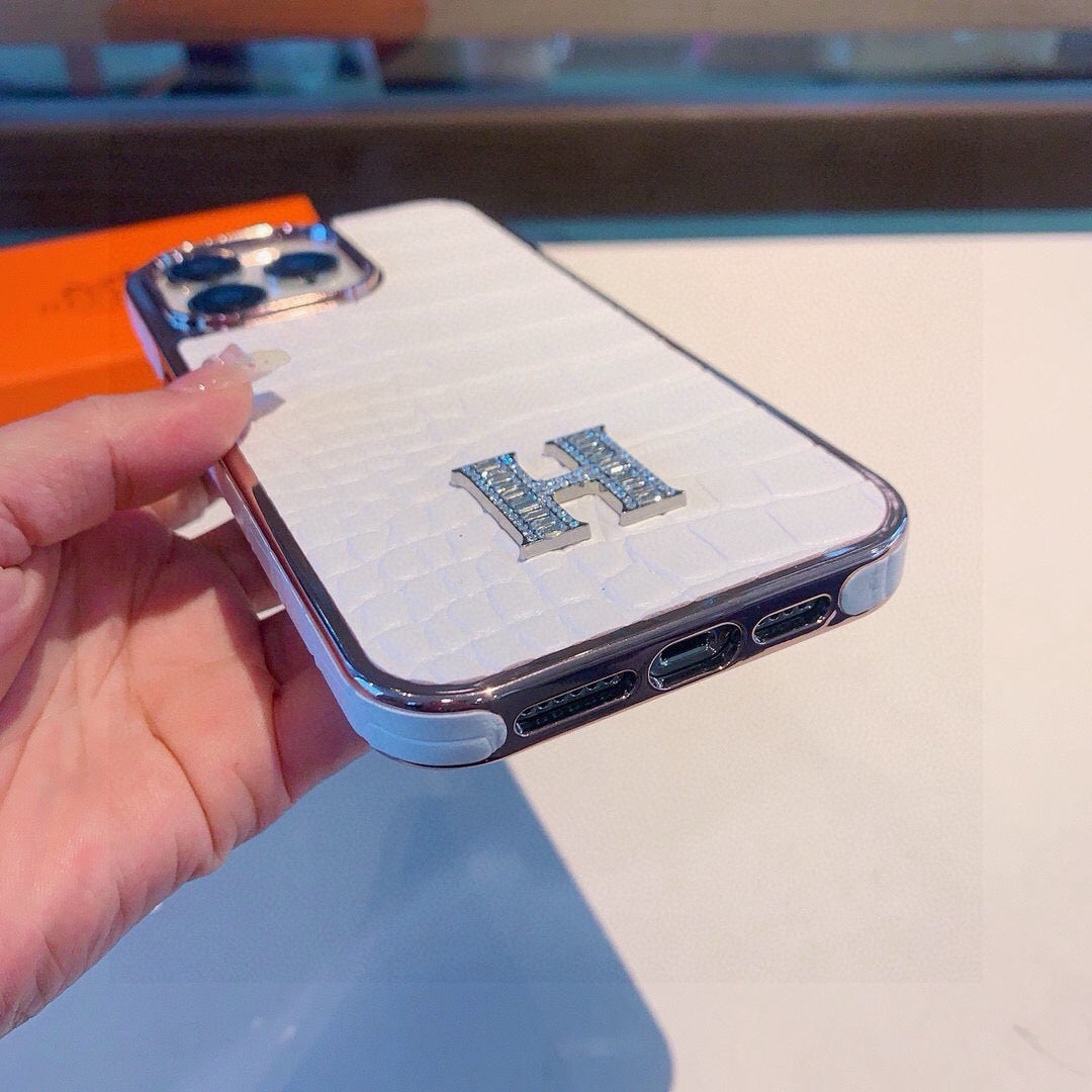 Hermes Crocodile Pattern H Phone Case 390516