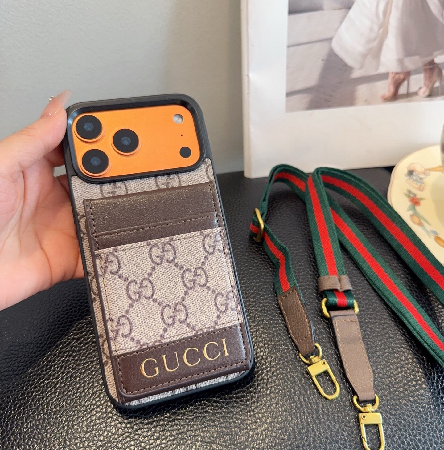 Gucci Crossbody Phone Case With Monogram Pattern 393868
