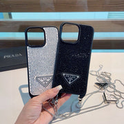 Prada Rhinestone Embellishments Phone Case With Chain Strap 395087