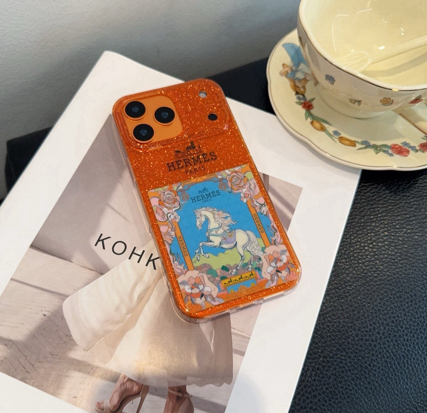 Hermes Sparkling Glitter Phone Case 398651