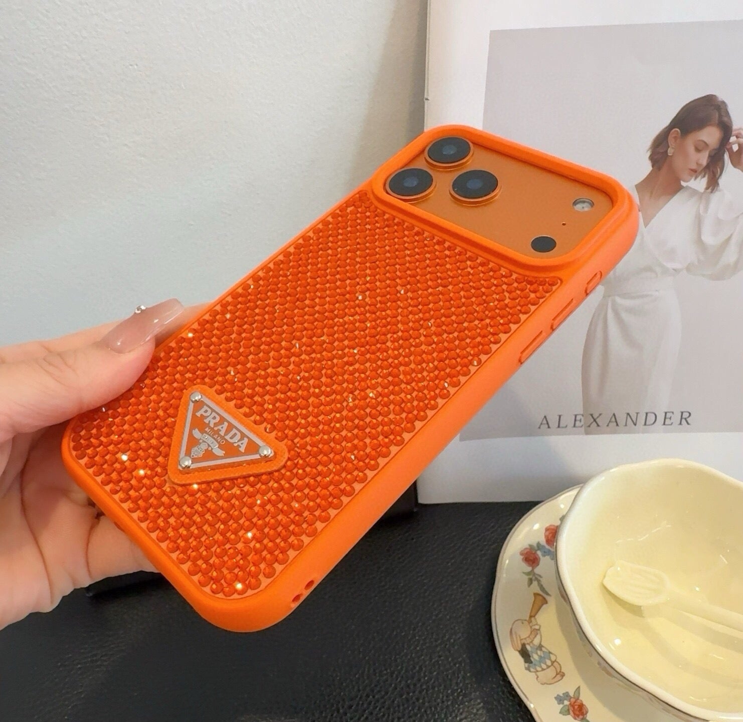 Prada Rhinestone Embellishments Phone Case 398664