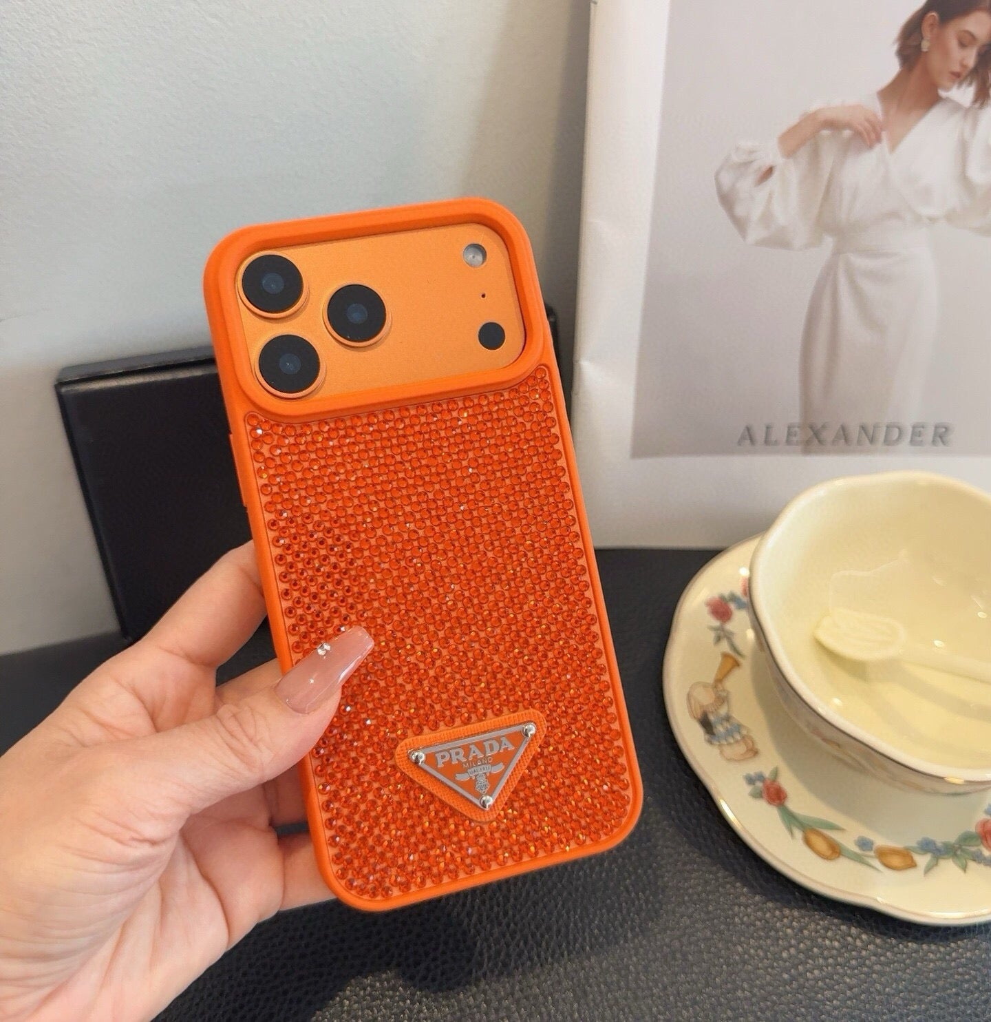 Prada Rhinestone Embellishments Phone Case 398664