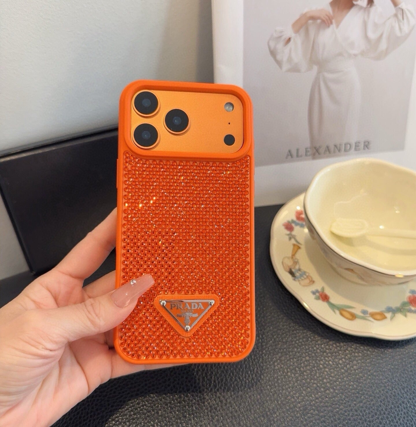 Prada Rhinestone Embellishments Phone Case 398664