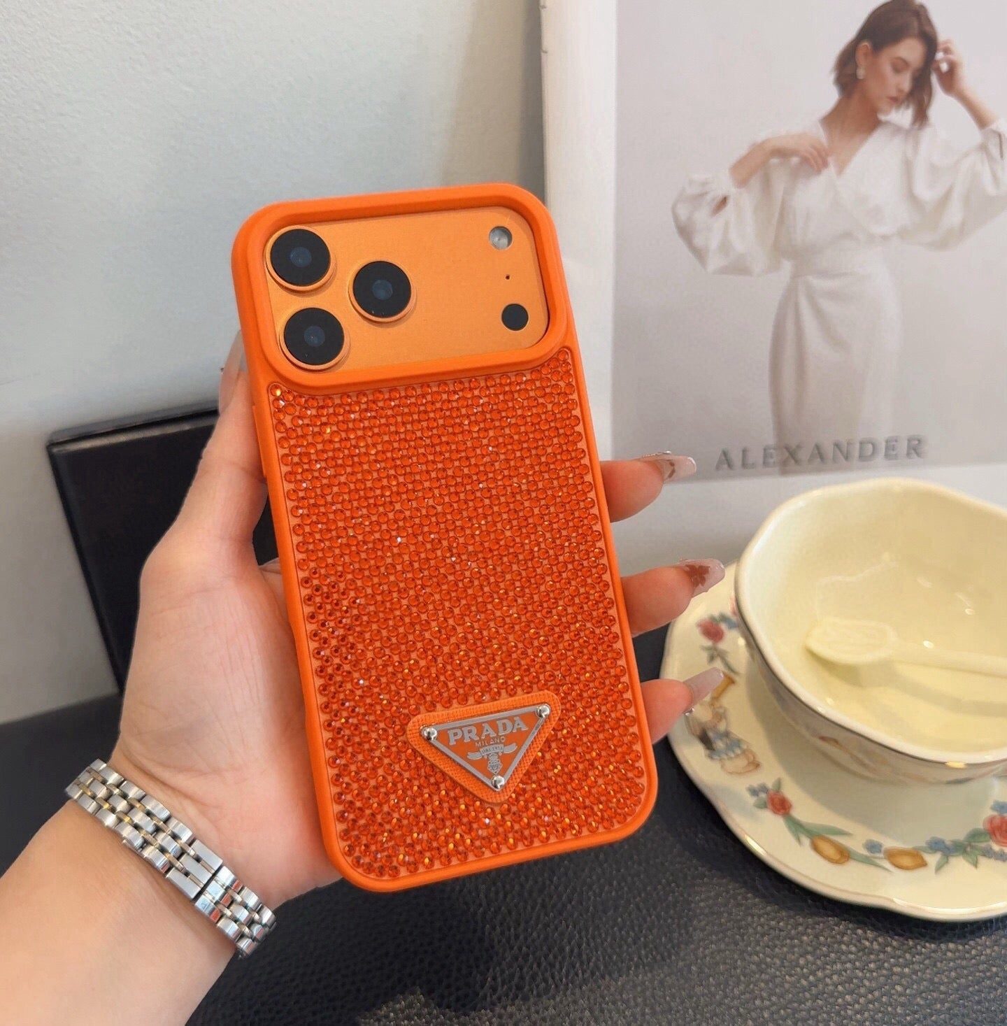 Prada Rhinestone Embellishments Phone Case 398664