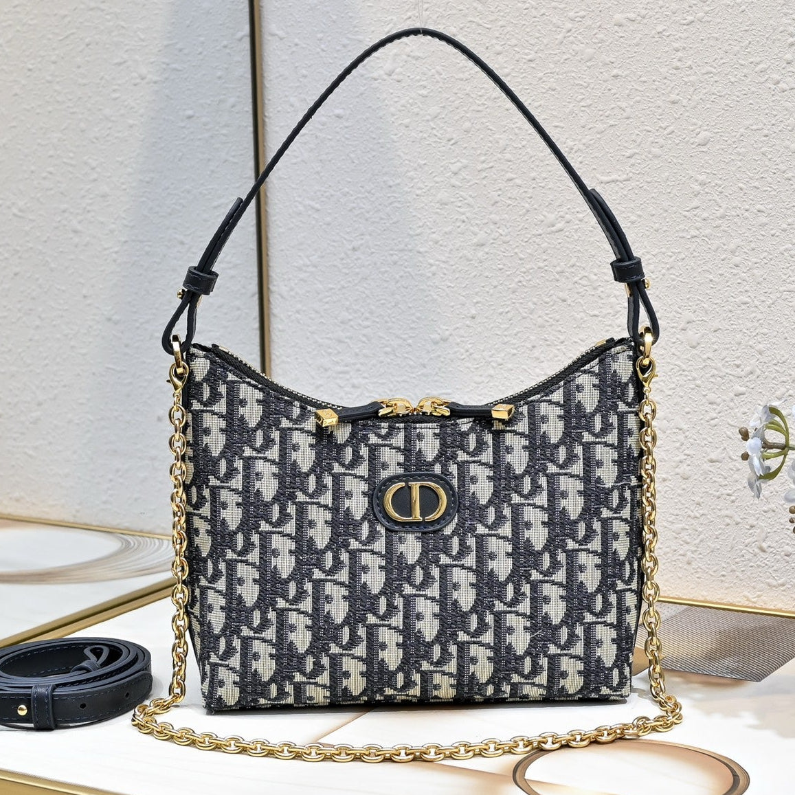 Dior 2026 Montaigne Bag With Chain 21cm Lambskin Fabric