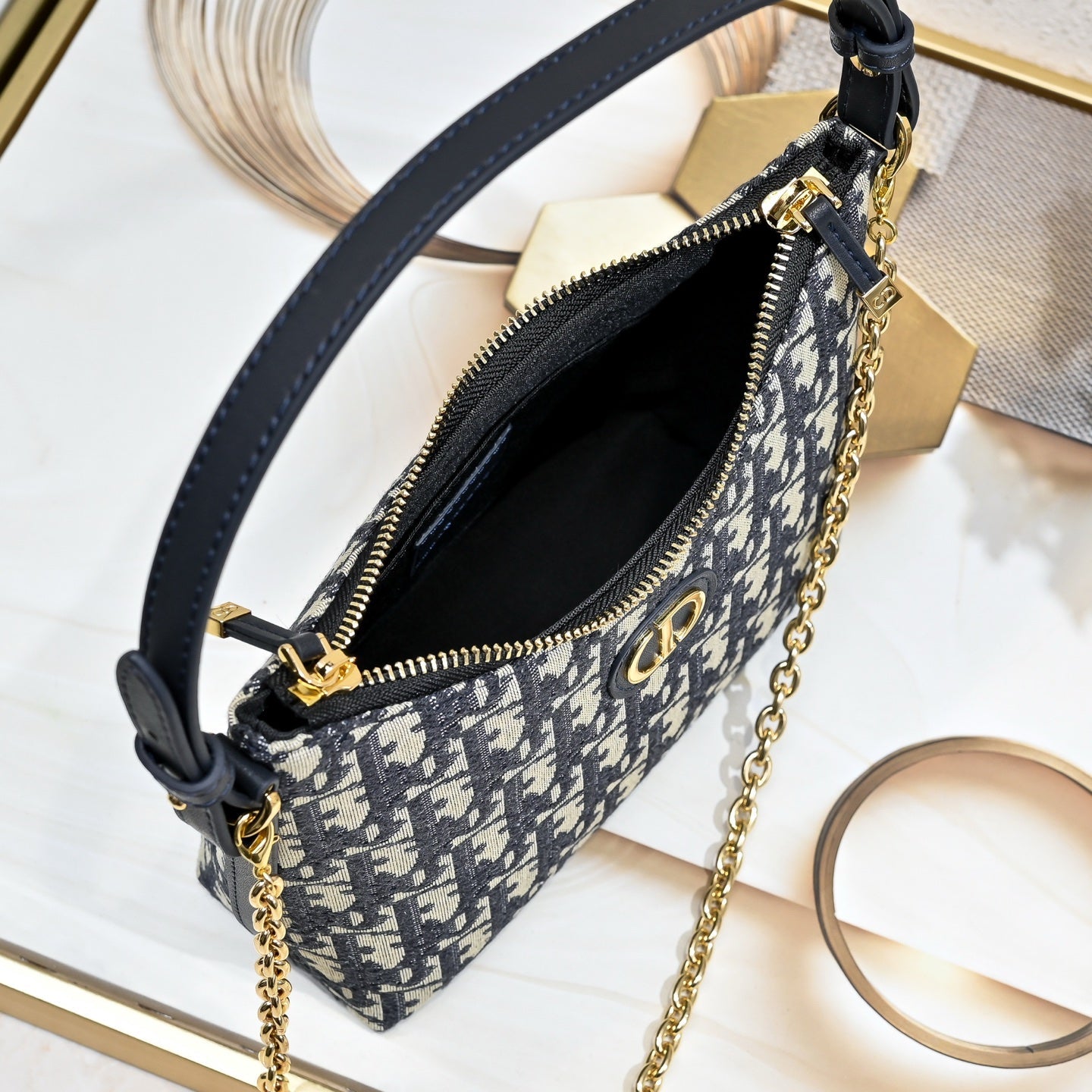 Dior 2026 Montaigne Bag With Chain 21cm Lambskin Fabric
