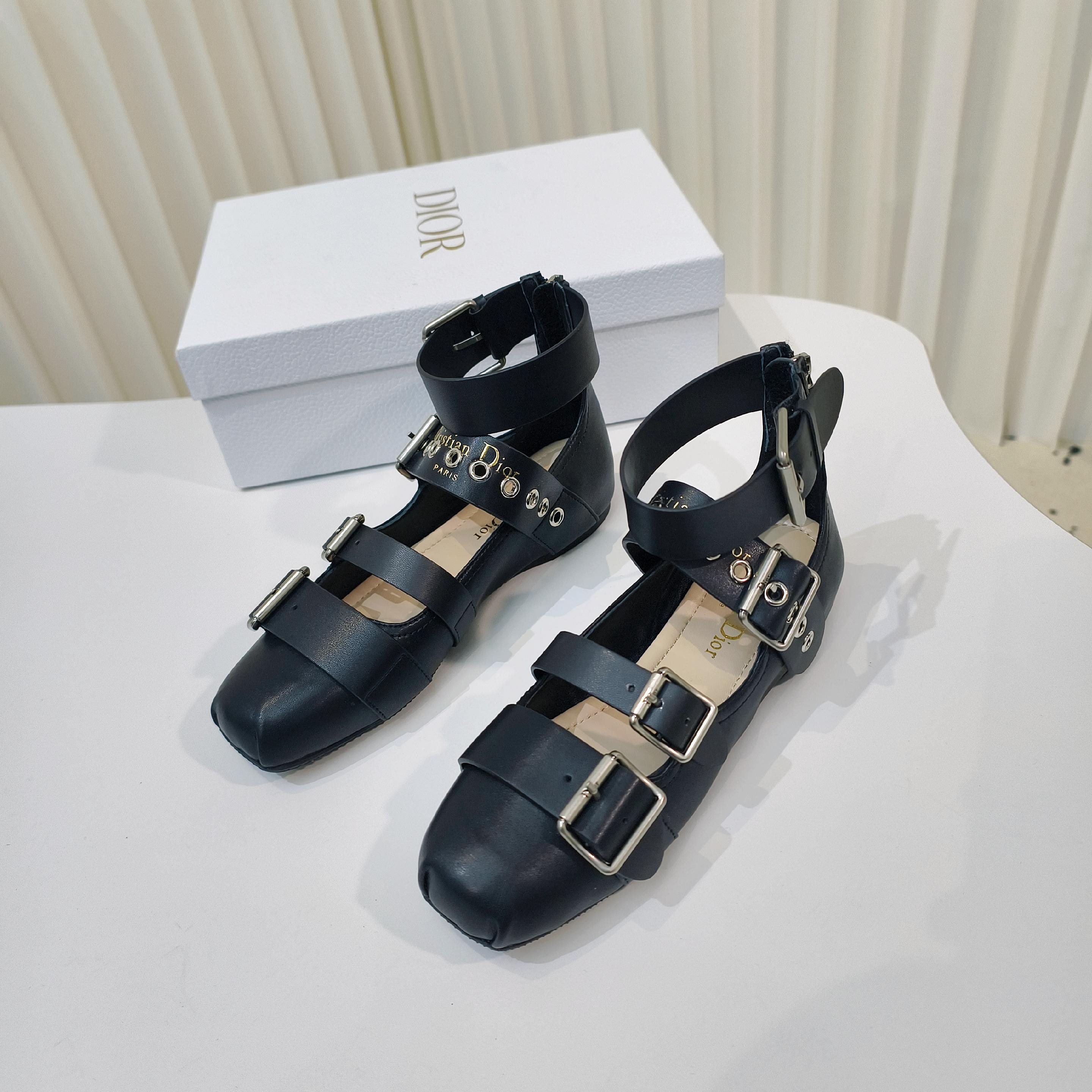 Dior 2026 Ankle Strap Ballet Flat Suede Calfskin 927876
