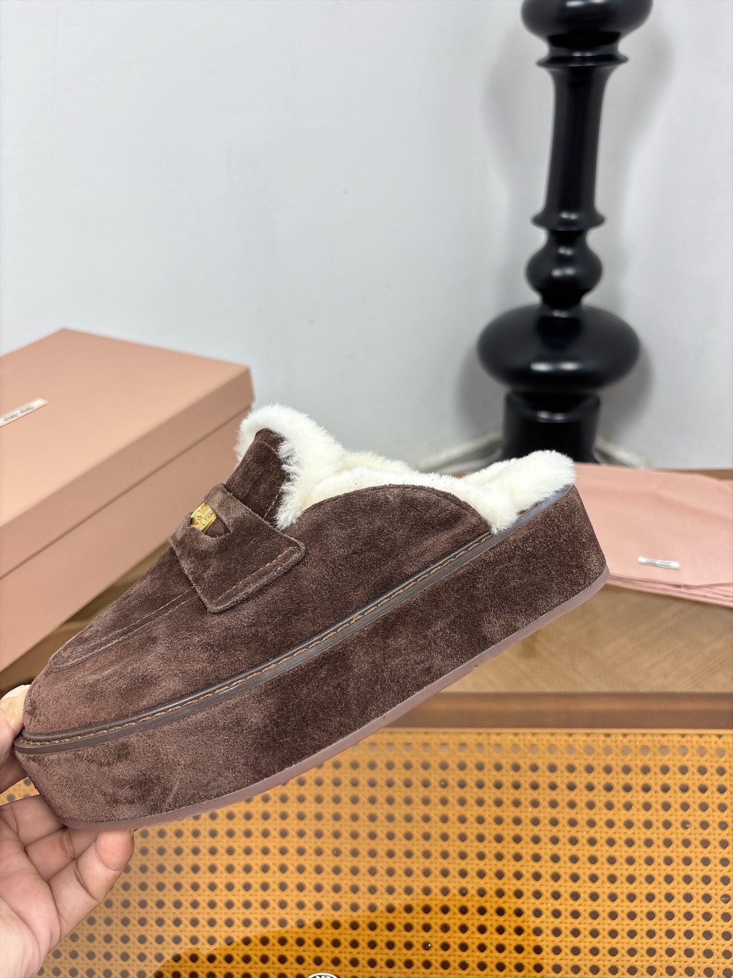 Miu Miu 2026 Platform Penny Mule Suede 991047