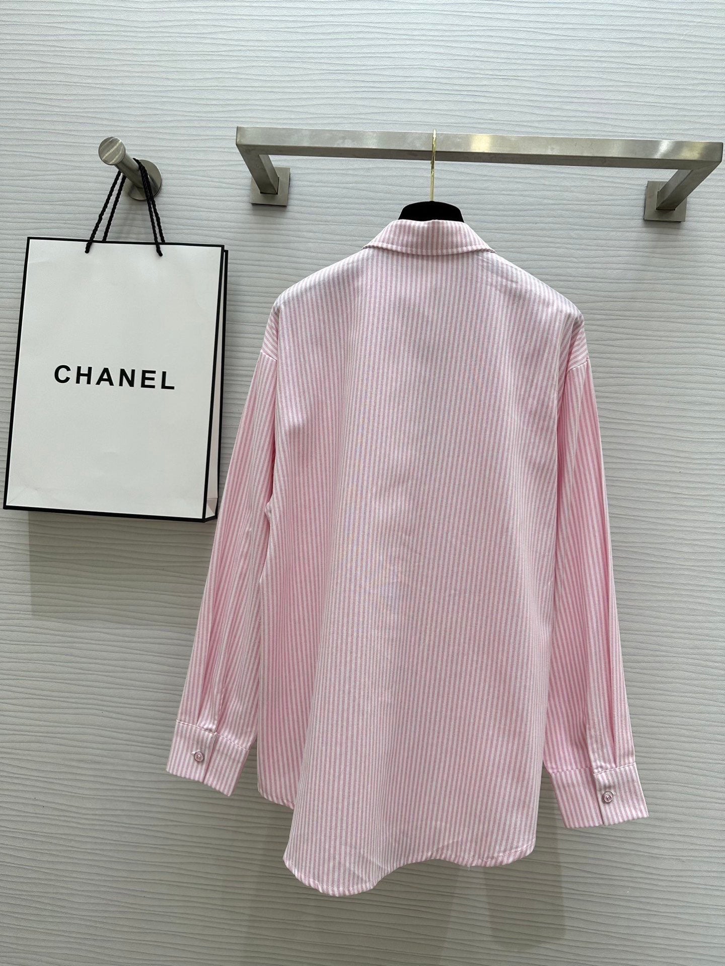 Chanel 2026 Striped Shirt Pink Cotton 352255