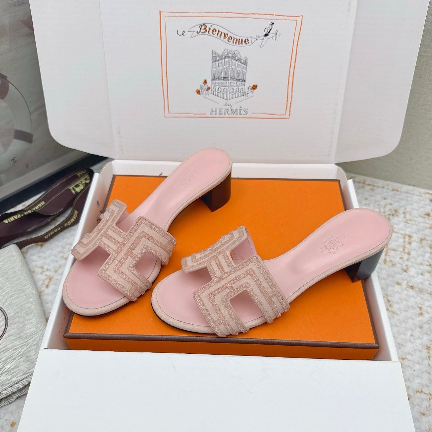 HM 26ss Oran Sandals 50 Light Pink Cowhide 625229
