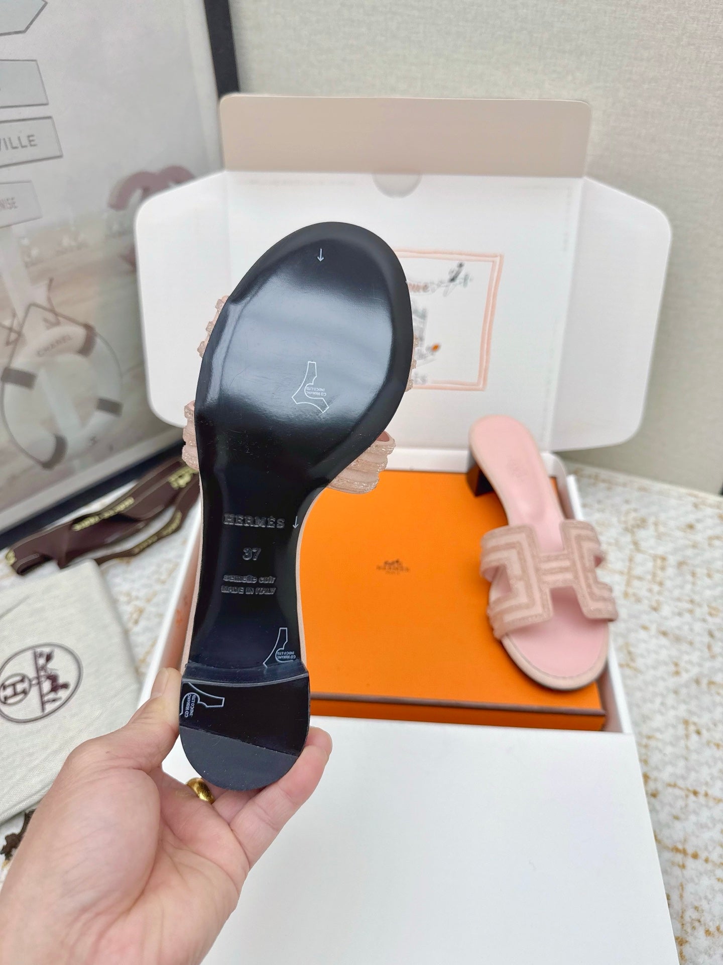 HM 26ss Oran Sandals 50 Light Pink Cowhide 625229