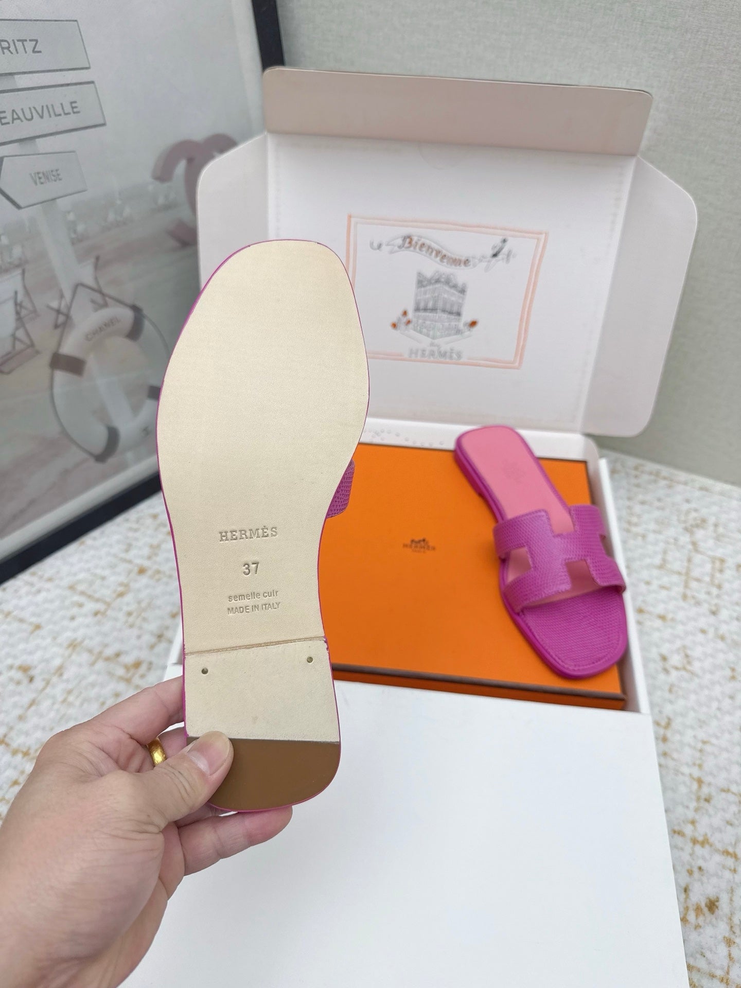 HM 26ss Oran Sandals Purple Cowhide 625044