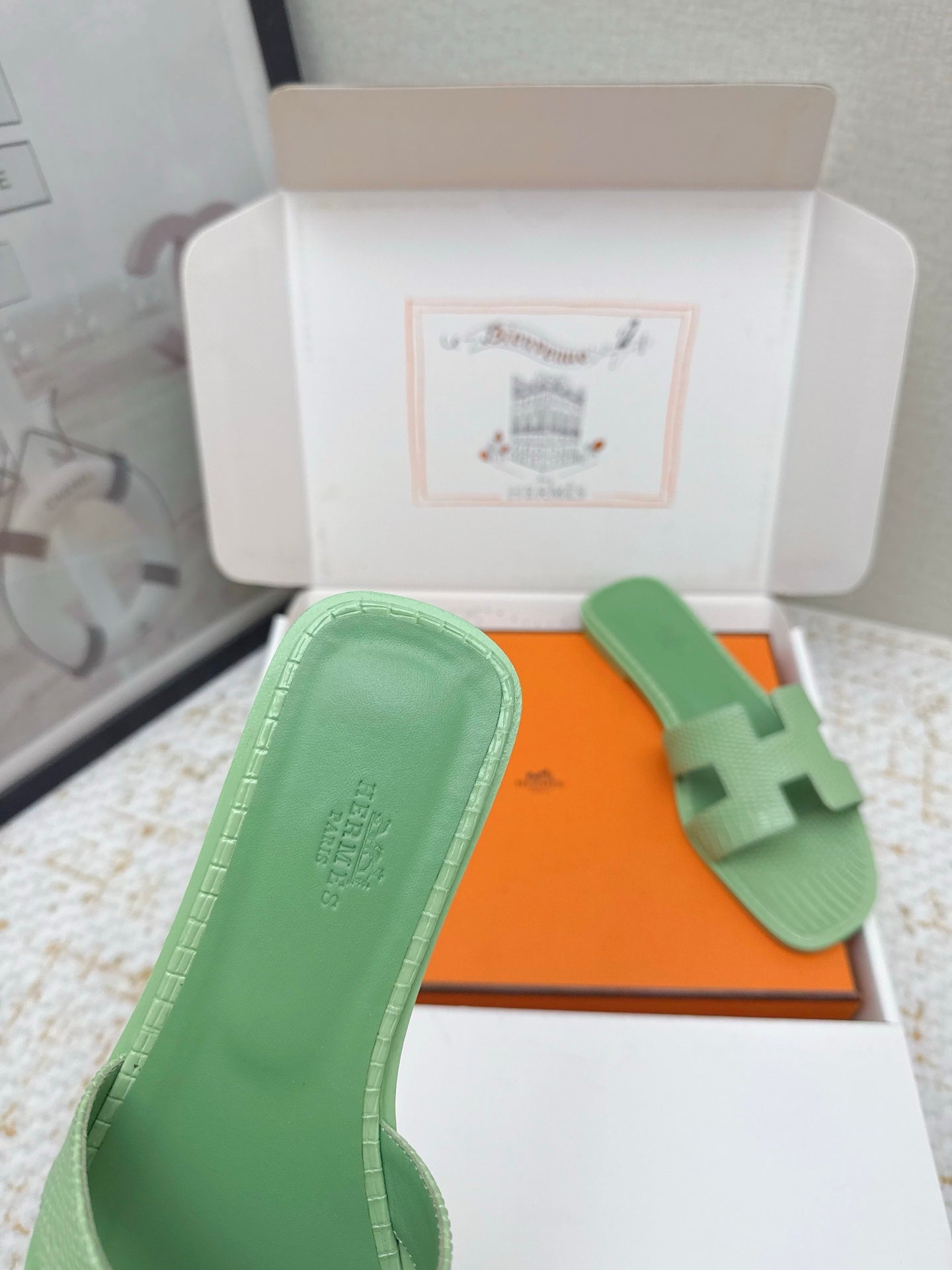 HM 26ss Oran Sandals Green Cowhide 625048