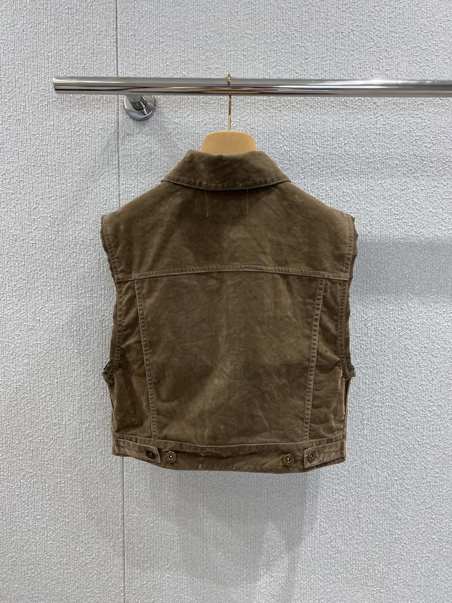 Miumiu 2026 Denim Short Vest Jacket Brown Cotton