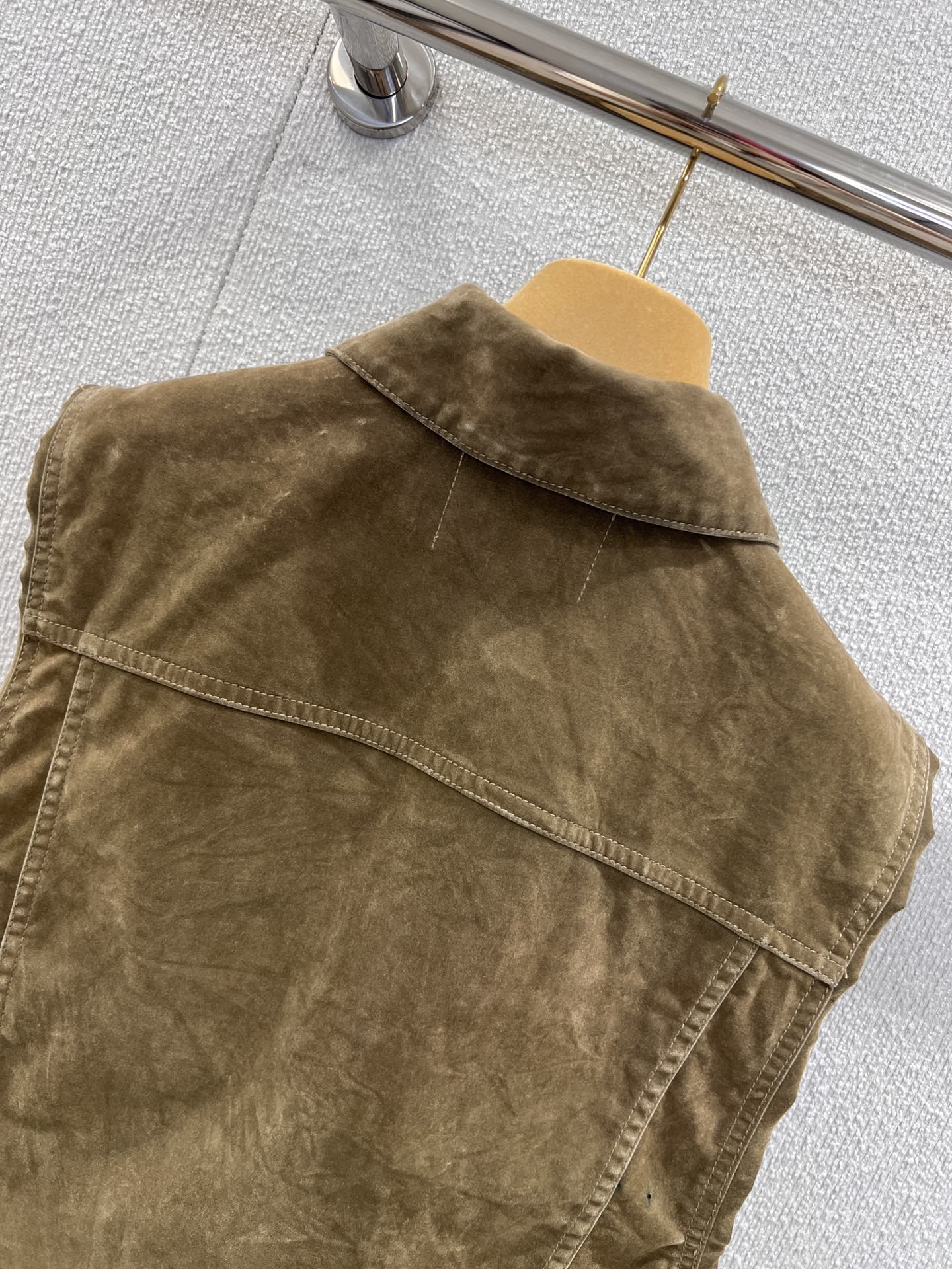 Miumiu 2026 Denim Short Vest Jacket Brown Cotton