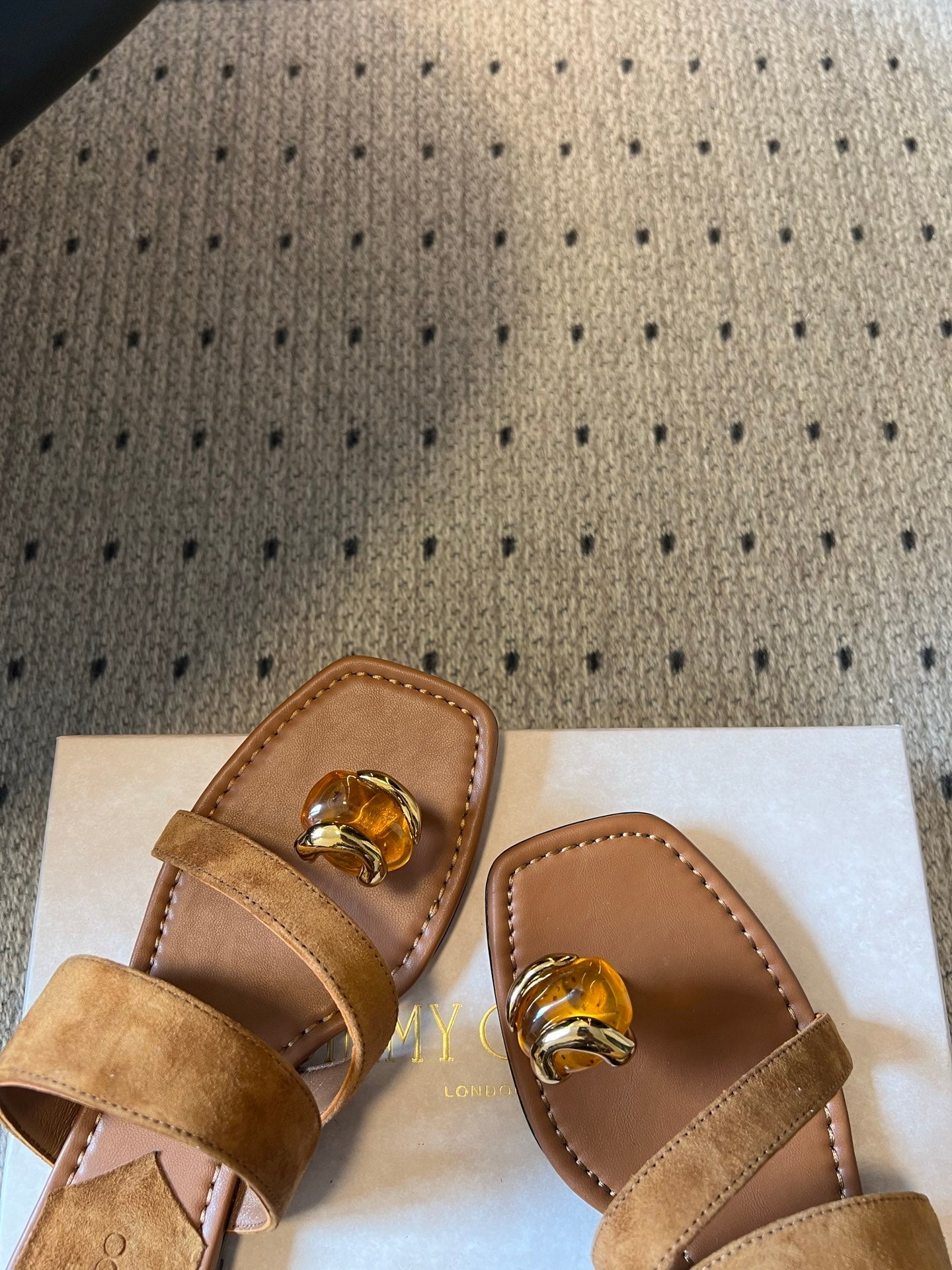 Jimmy Choo 2026 Buckle Flip-Flops Sandals Suede 956229