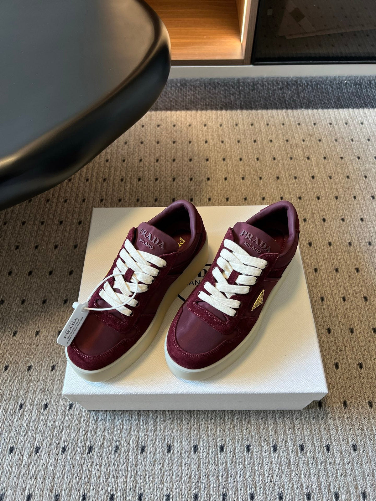 Prada 2026 Downtown Bold Sneakers Suede Fabric 151215