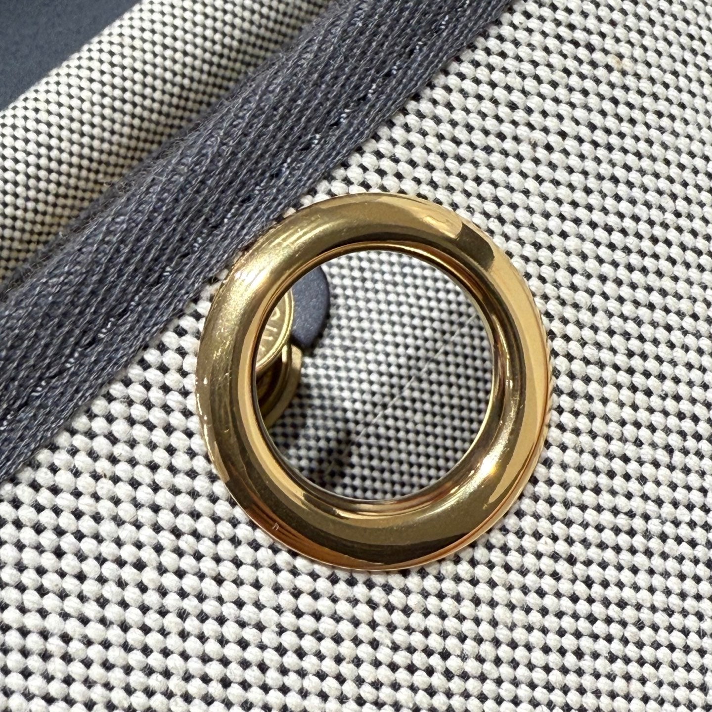HM Mini Herbag Gold Buckle 20 Beige Grey Canvas and Hunter Cowhide 243285