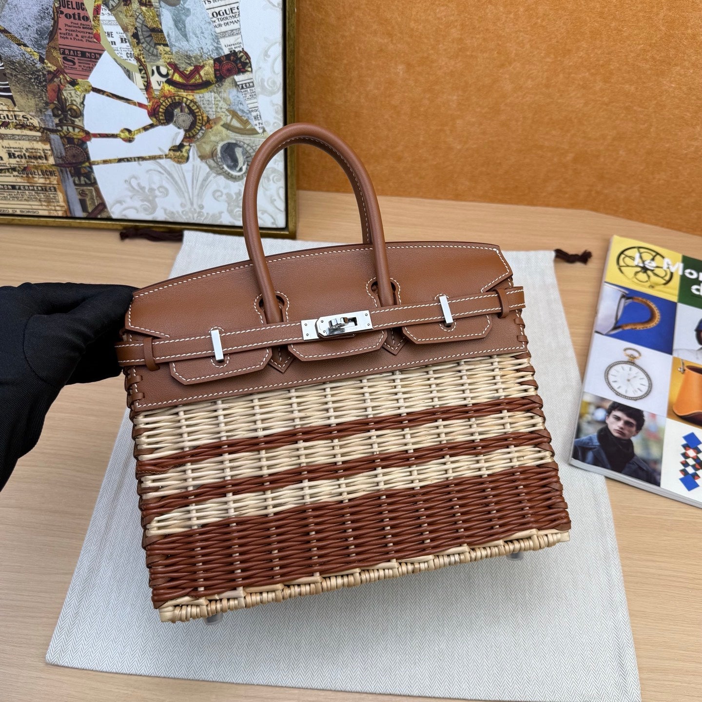 Hermes 2026 Birkin Picnic Bag 25cm Wicker And Swift Leather