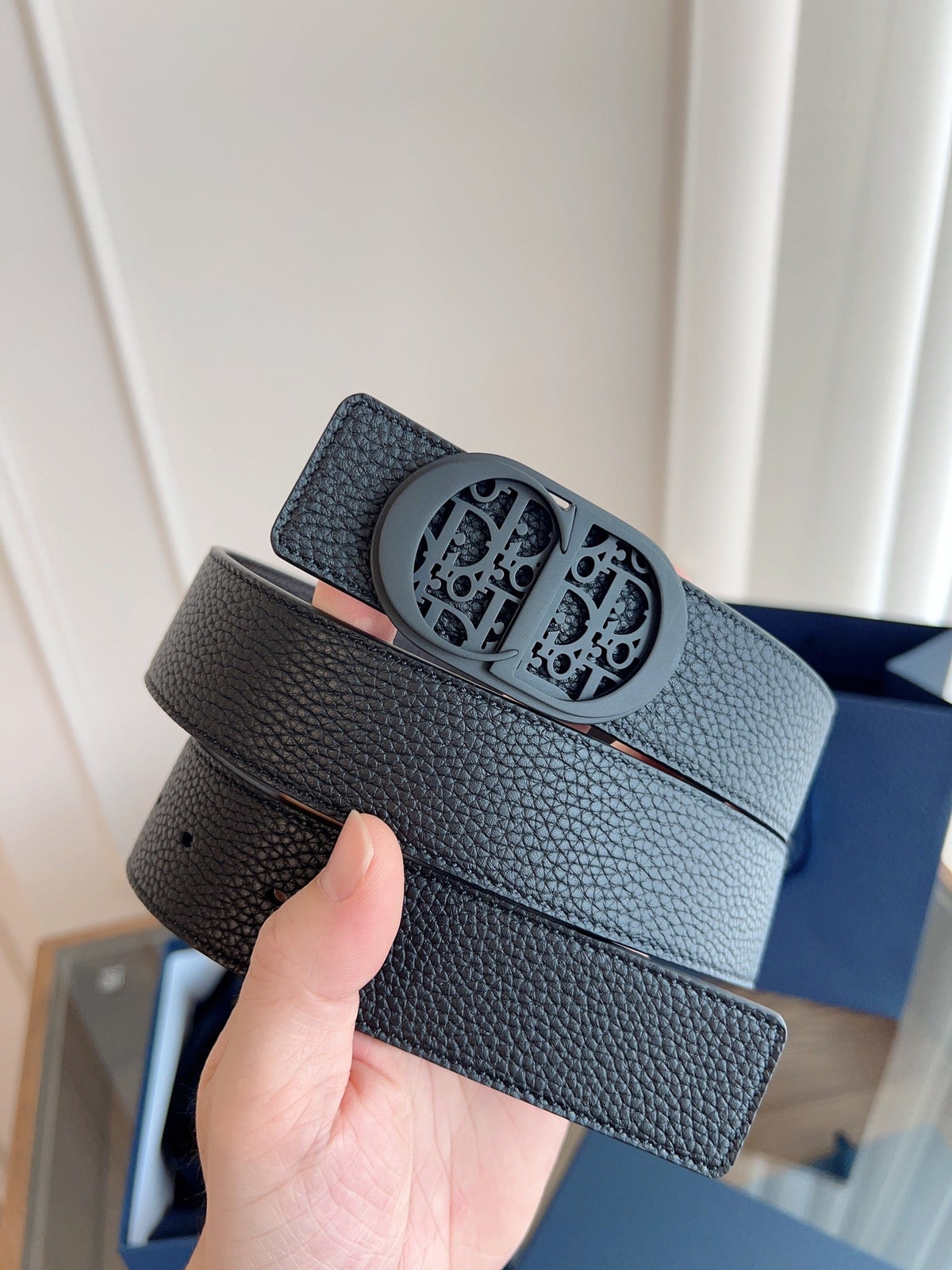 Dior 2026 Oblique CD Buckle Belt 35mm Black Leather 189408