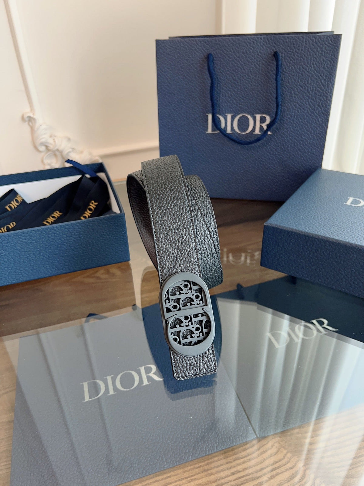 Dior 2026 Oblique CD Buckle Belt 35mm Black Leather 189408