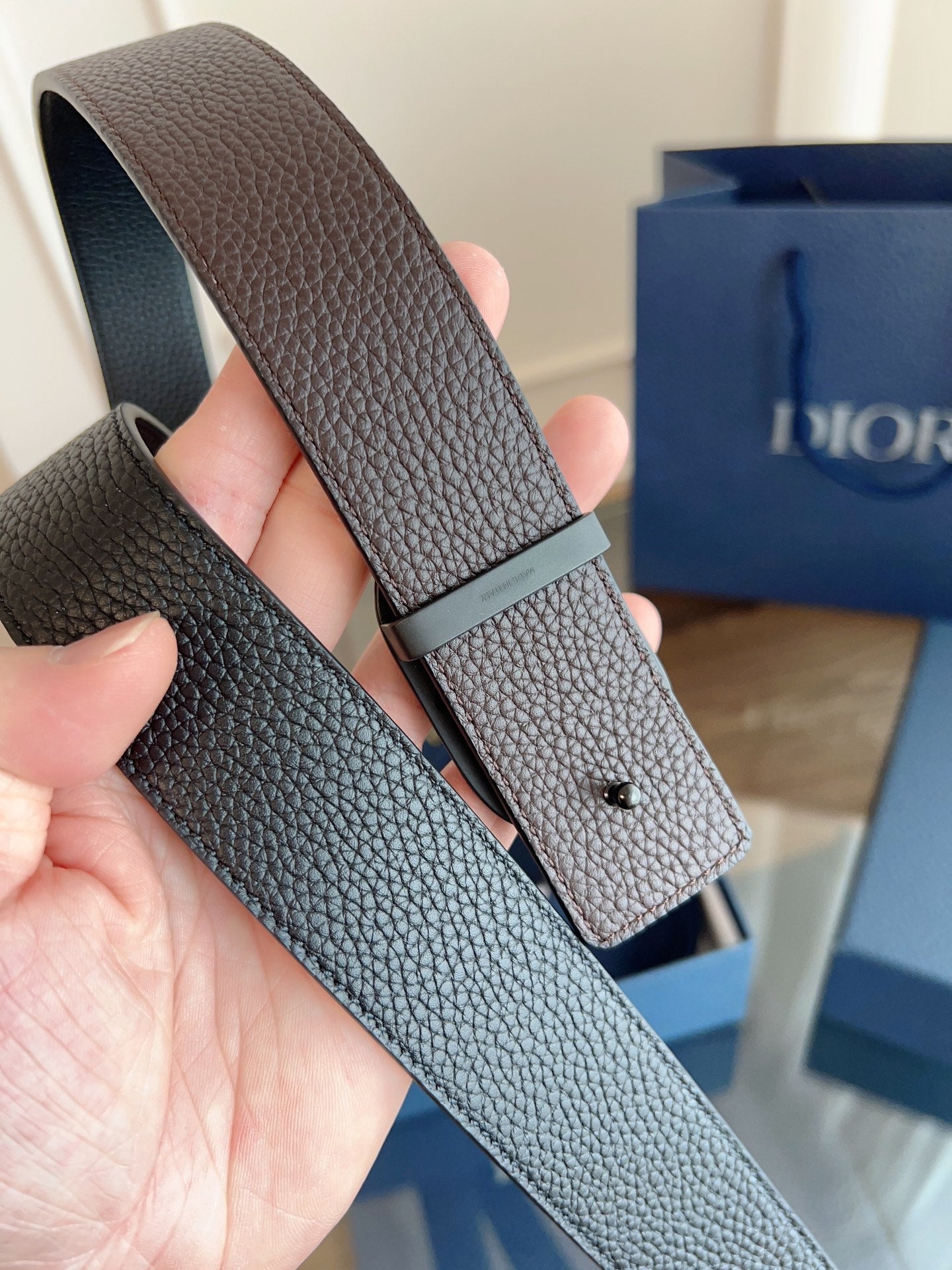 Dior 2026 Oblique CD Buckle Belt 35mm Black Leather 189408