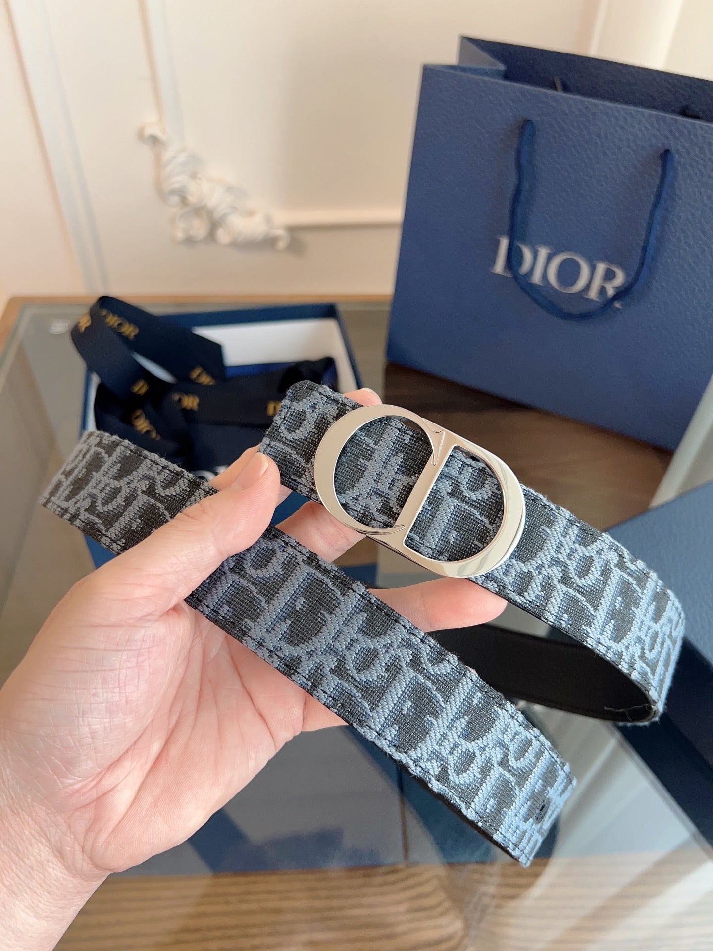 Dior 2026 Oblique Waist Belt 35mm Canvas 189414