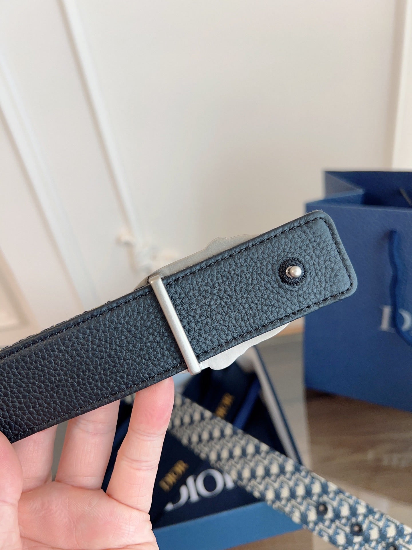 Dior 2026 Oblique Jacquard Belt 35mm Blue Canvas 189412